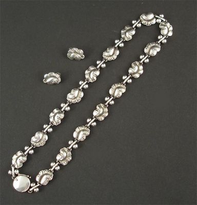 Appraisal: A Georg Jensen silver necklace and earring set model no