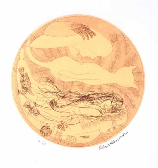 Appraisal: CHARLES BLACKMAN BORN Sleeping Beauty etching A P cm diameter