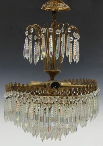 Appraisal: Italian three-light chandelier th c five concentric tiers hung with