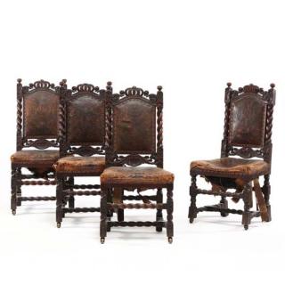 Appraisal: Set of Four Antique Carved Continental Side Chairs th century