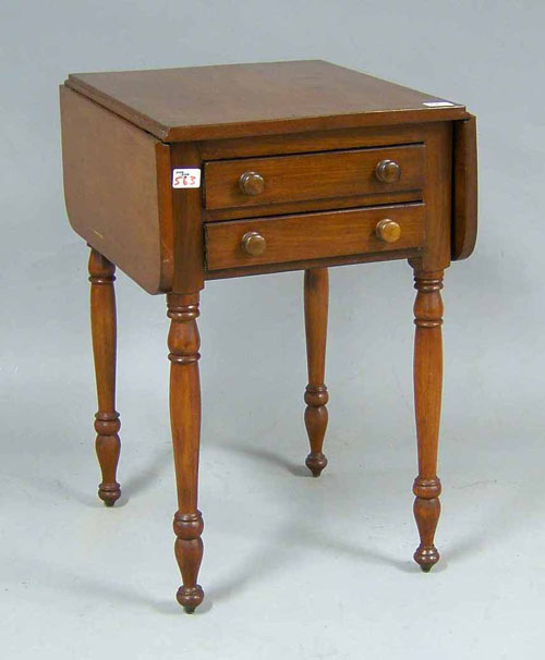 Appraisal: Cherry -drawer work stand th c h w Provenance The