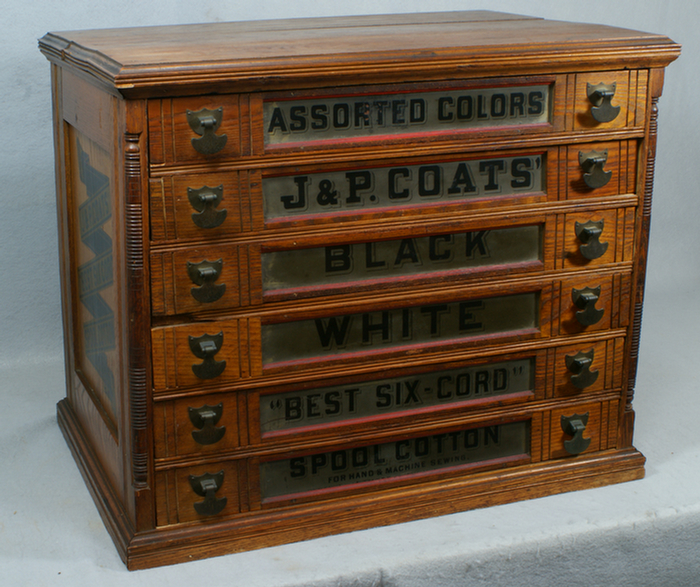 Appraisal: drawer J P Coates oak spool cabinet with complete original