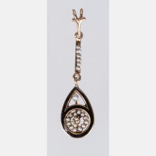 Appraisal: A kt Yellow Gold Diamond and Seed Pearl Pendant A