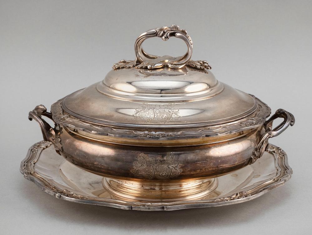 Appraisal: FRENCH SILVER COVERED TUREEN AND UNDERPLATE PARIS - APPROX TROY