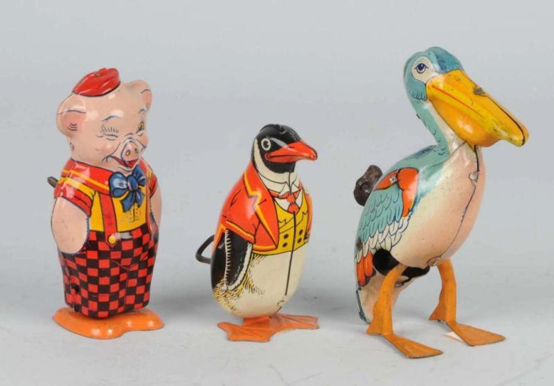 Appraisal: Lot of Tin Chein Animal Wind-Up Toys Description American Working