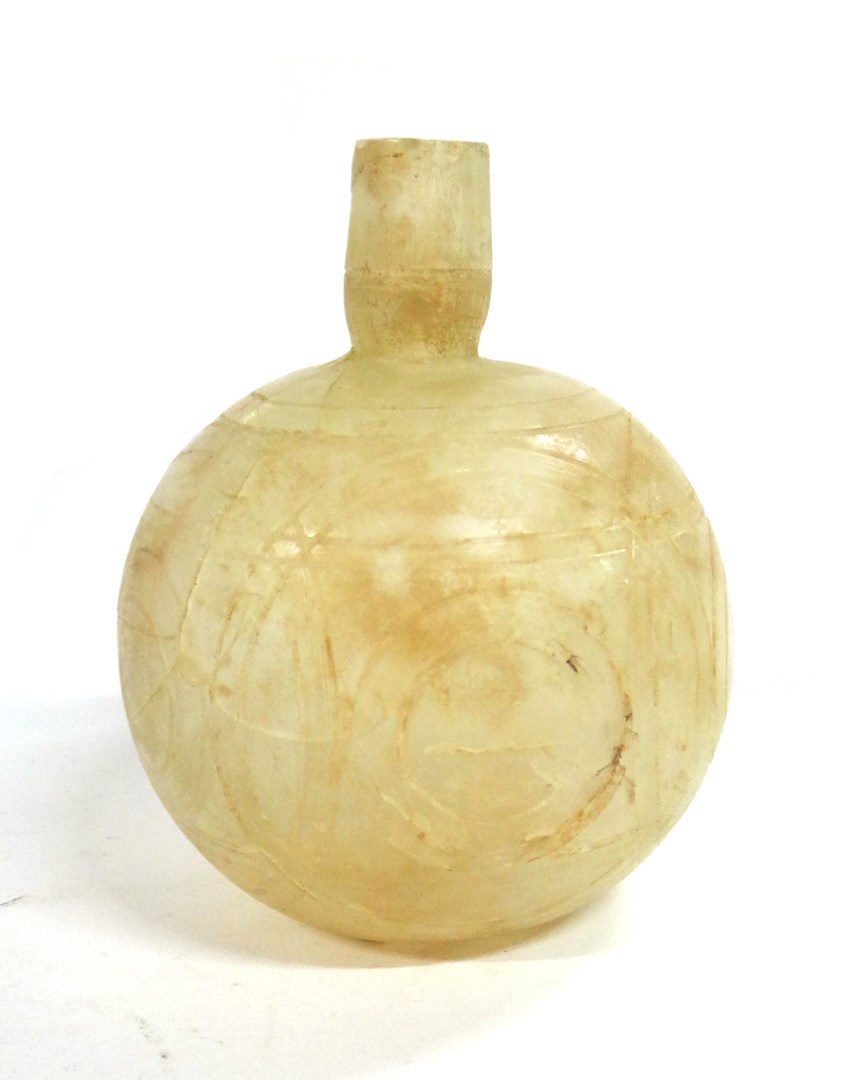 Appraisal: A wheel-cut clear glass bottle Iran th- th century the