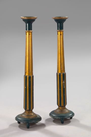 Appraisal: Pair of Neoclassical-Style Polychromed and Parcel-Gilt Torcheres early th century