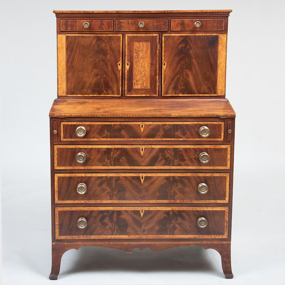 Appraisal: Federal Inlaid and Figured Birchwood and Mahogany Lady's Desk Portsmouth