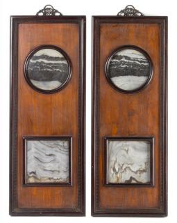 Appraisal: A Pair of Dream Stone Inset Hardwood Wall Panels A