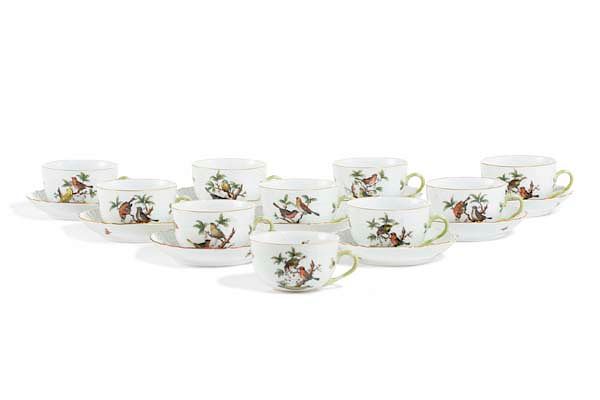 Appraisal: Ten Herend Rothschild Bird tea cups A set of ten