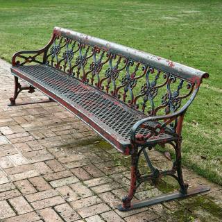 Appraisal: Oversized cast aluminum garden bench Oversized cast aluminum garden bench