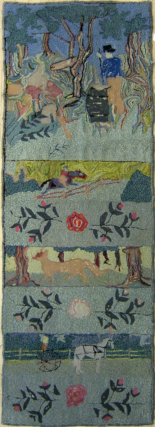 Appraisal: Hooked rug with figures and animals ' x '