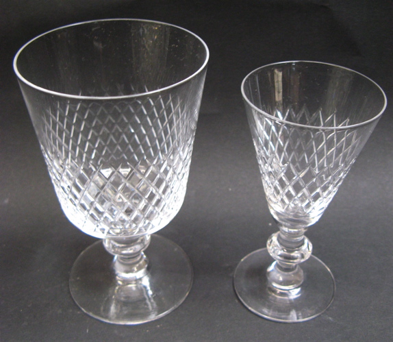 Appraisal: ELEVEN PIECE CLEAR CUT CRYSTAL STEMWARE SET diamond cut pattern