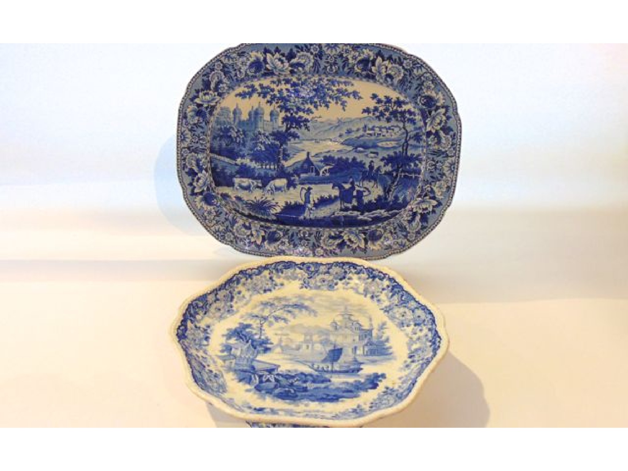 Appraisal: An early th century blue and white printed meat plate