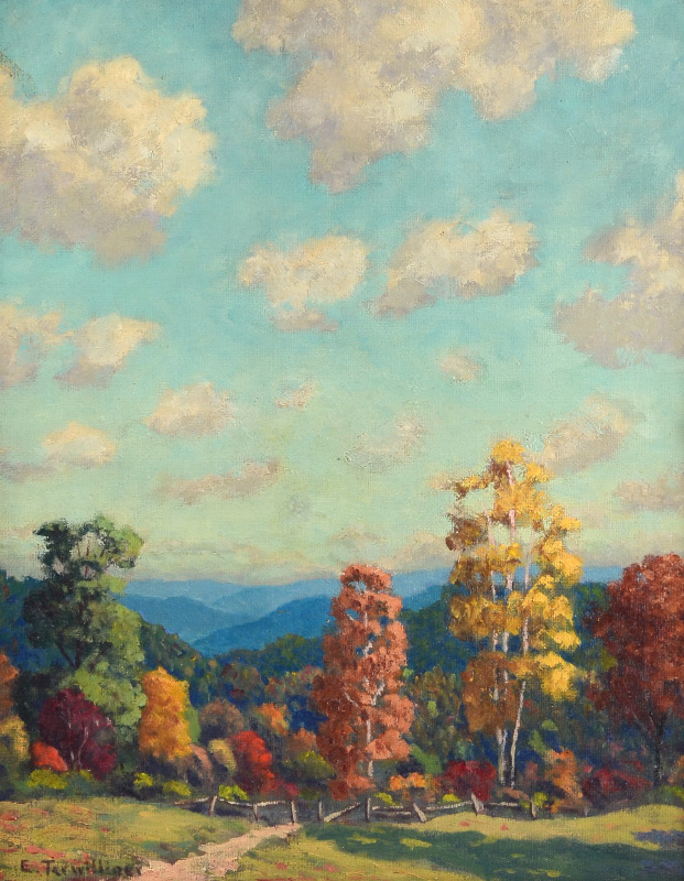 Appraisal: TERWILLIGER Edward American - Autumnal Scene with Panorama of Valley