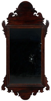 Appraisal: Chippendale mahogany looking glass poplar and pine secondary scrollwork pediment