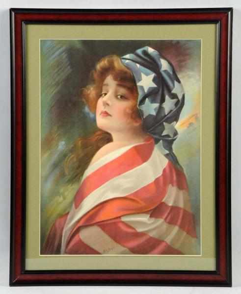 Appraisal: Paper Litho Girl Wearing American Flag Circa to s Nicely