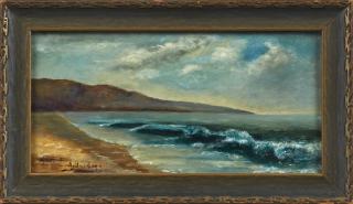 Appraisal: A Burnham Seascape early th c oil on boar A