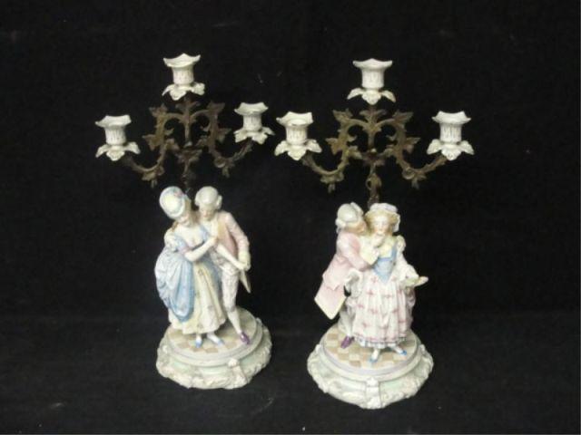 Appraisal: Pair of Porcelain Figural Lamps As is From a Greenwich