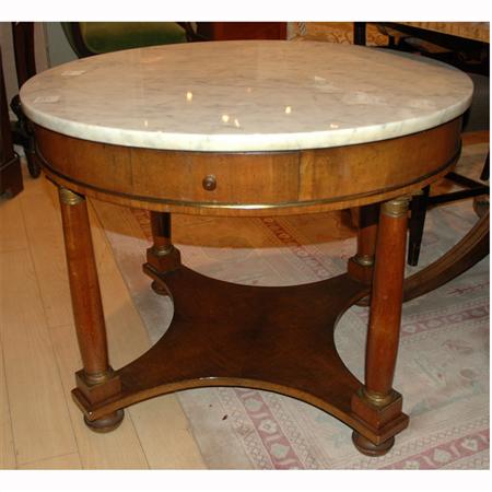 Appraisal: Empire Style Marble Top Walnut Low Table Estimate -