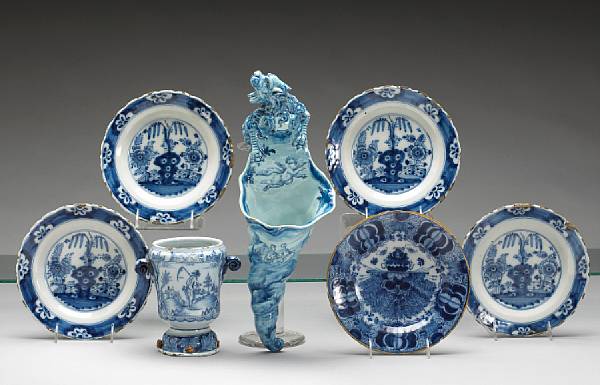 Appraisal: An assembled grouping of Dutch blue and white Delft th