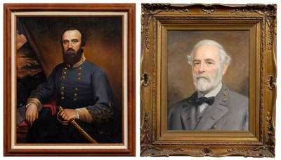 Appraisal: Two Civil War portraits Robert E Lee signed upper right