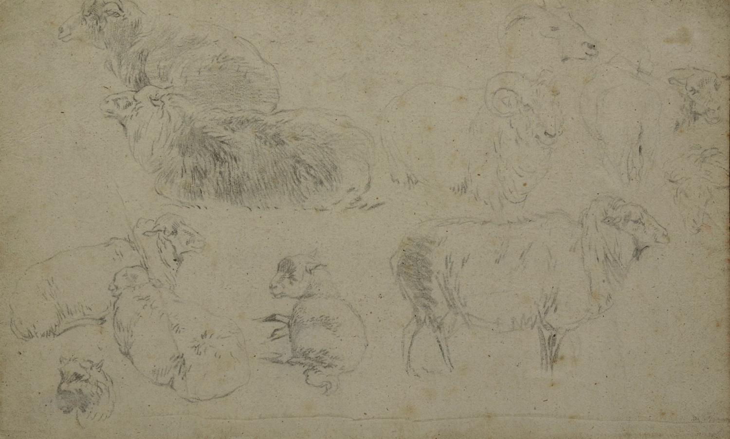 Appraisal: Attributed to Nicholaes Berchem Dutch - pencil on paper Sketches