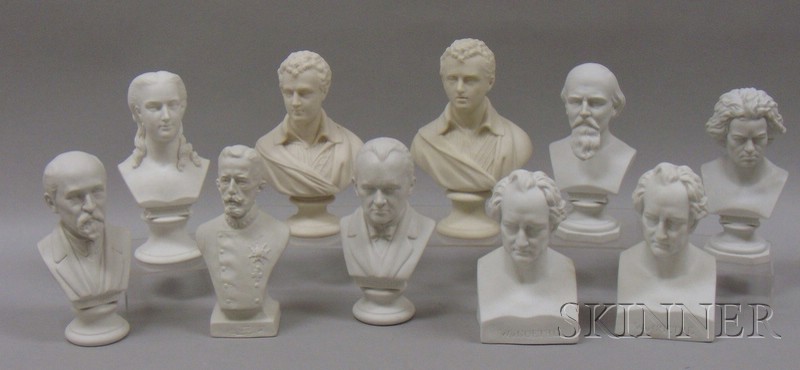 Appraisal: Ten Parian Historical and Character Busts including J Rainis two