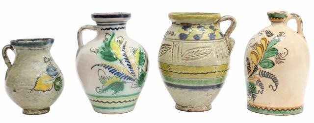 Appraisal: lot of Talavera pottery jugs polychrome glazed handled vessels decorated