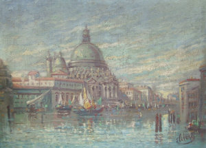 Appraisal: Eldeso early th century- Venetian view with Santa Maria della