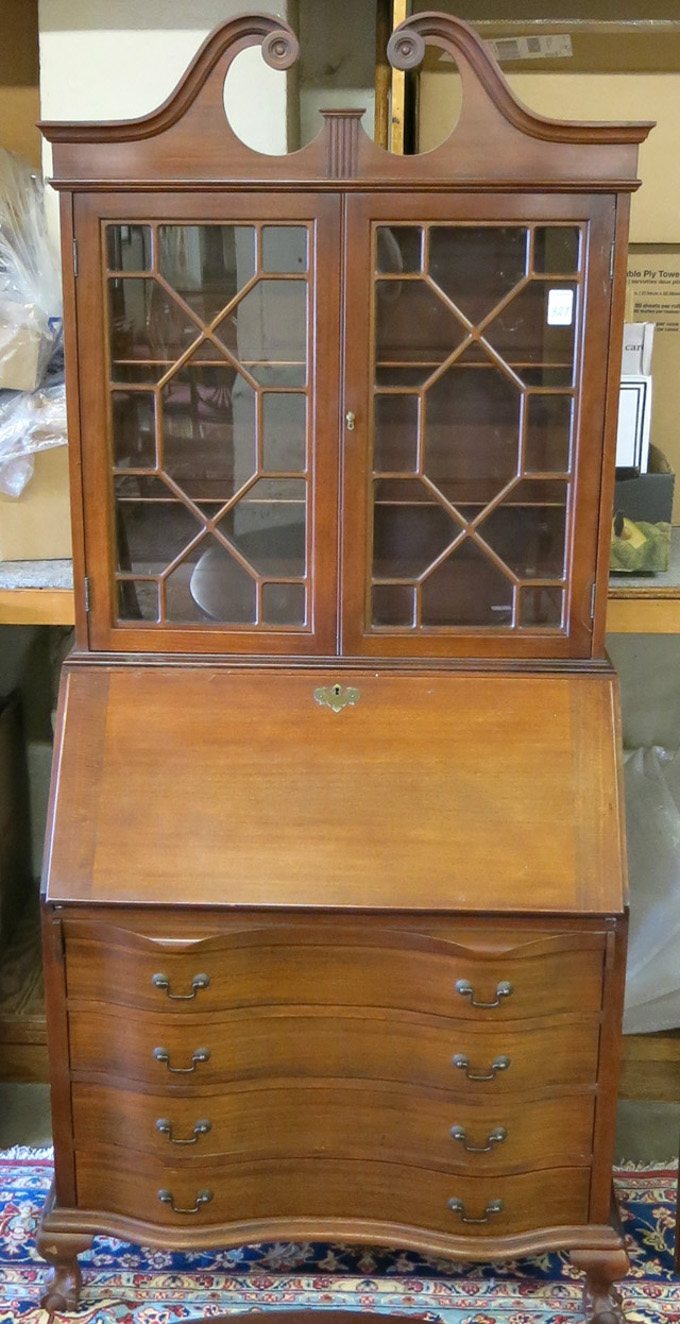 Appraisal: CHIPPENDALE STYLE MAHOGANY SECRETARY BOOKCASE Maddox Furniture Co Jamestown New