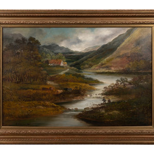 Appraisal: W Richards British th th Century Mountain Landscape with Two