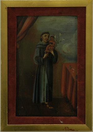 Appraisal: Italian School Saint with Christ Child Oil on panel x