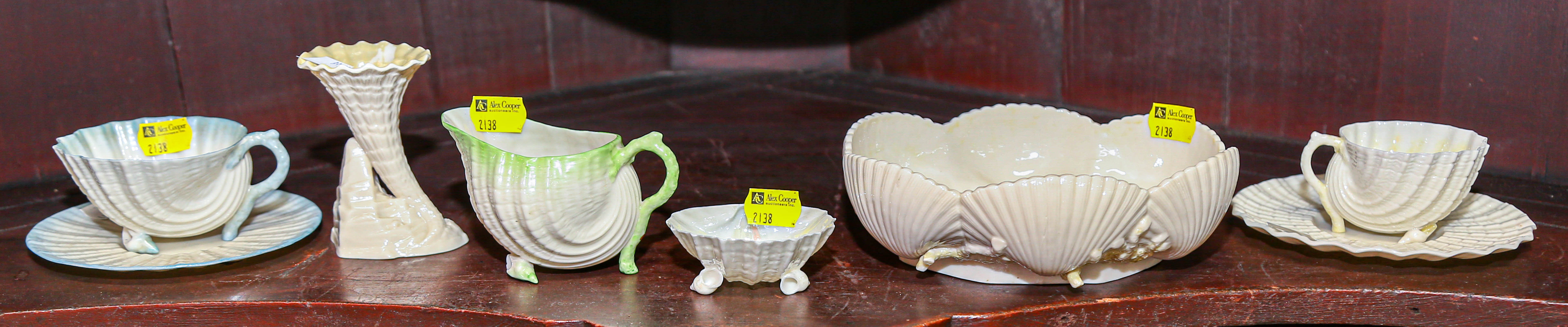 Appraisal: SIX PIECES OF BELLEEK PORCELAIN All shell form all but