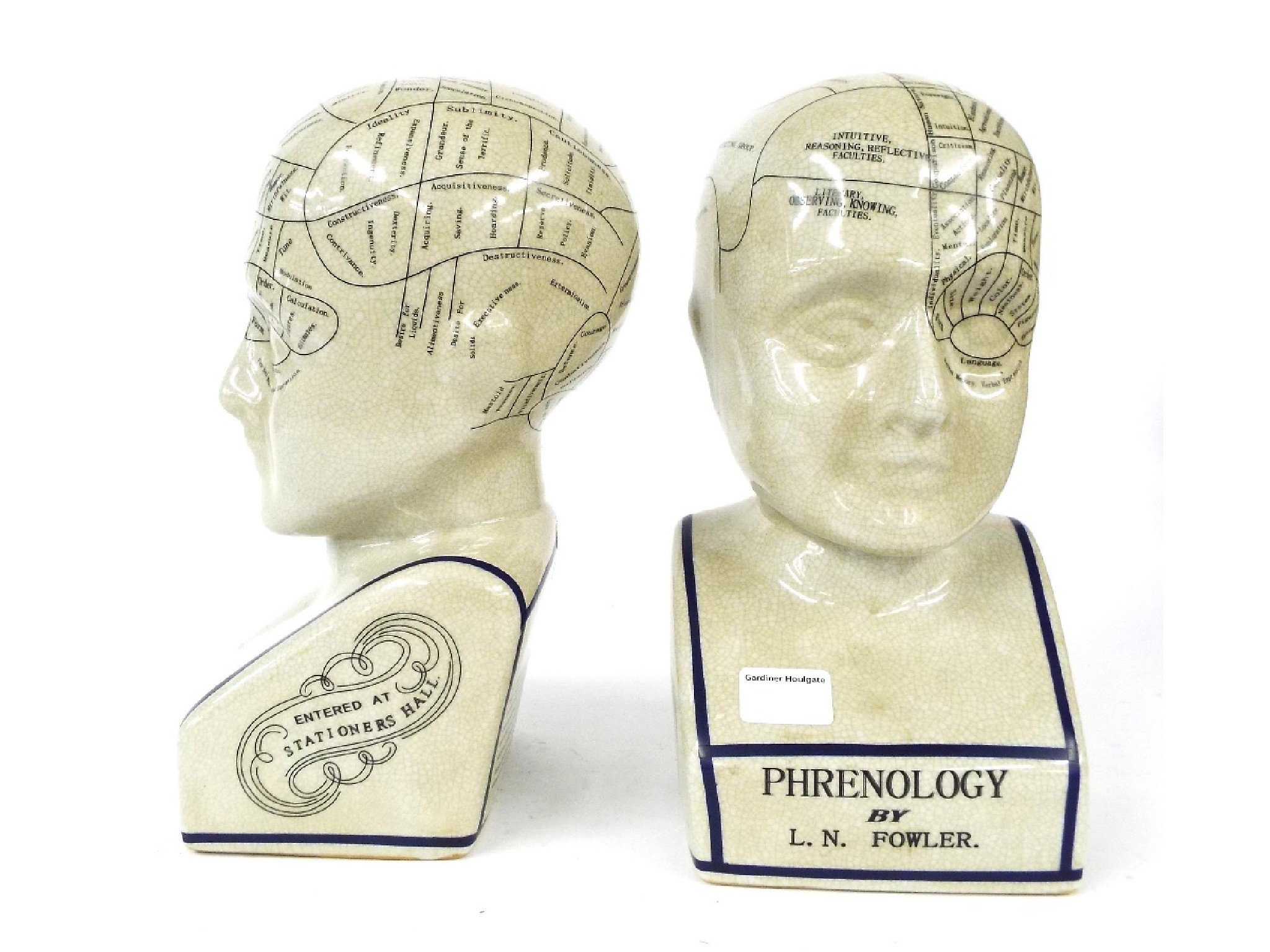 Appraisal: Pair of reproduction 'L N Fowler phrenology heads' each high