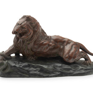 Appraisal: After Clovis-Edmond Masson French - Lion and Serpent bronze inscribed