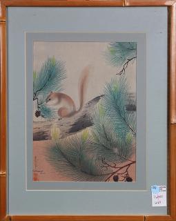 Appraisal: Japanese Woodblock Print Ohno Bakufu Ohno Bakufu Japanese - 'Squirrel