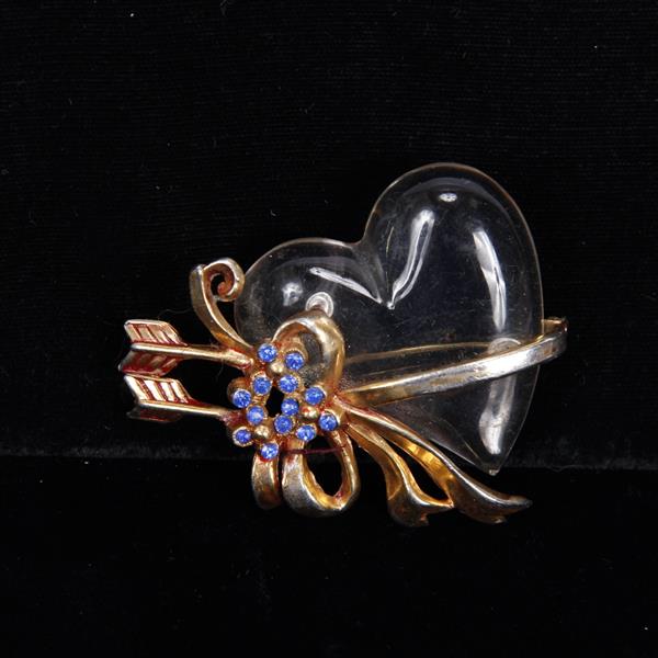 Appraisal: Valentine Cupid Heart Jelly Belly Brooch Pin with blue jewels