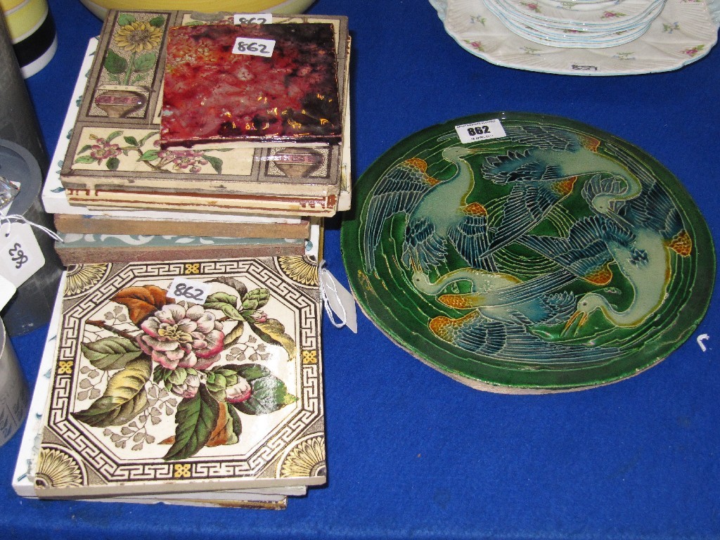 Appraisal: Fifteen assorted Victorian and Art Nouveau tiles