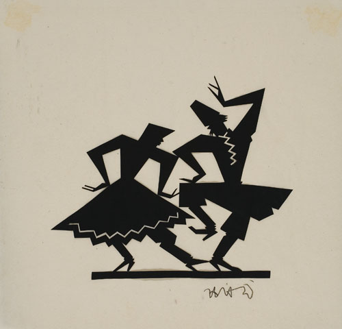 Appraisal: WILLIAM HUNT DIEDERICH Two cut paper silhouettes Cossack Dancers I