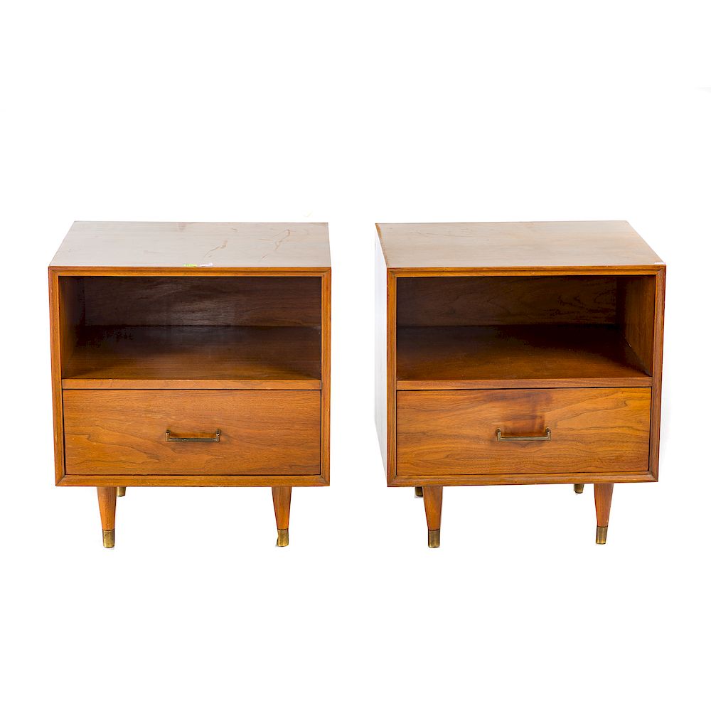 Appraisal: Pair of Furnette Walnut Nightstands mid- th century each with