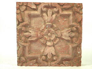 Appraisal: A Mogul red sandstone panel decorated with floral motif size