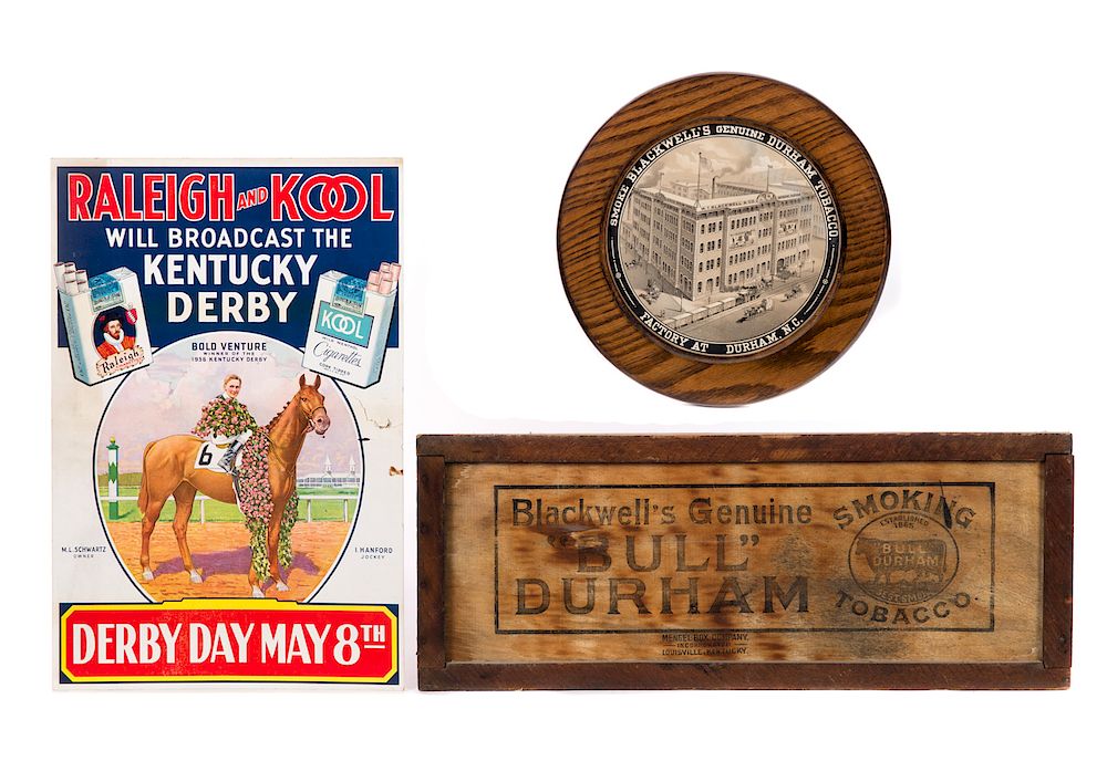 Appraisal: Bull Durham Advertising PCS and Kentucky Derby Poster Good original