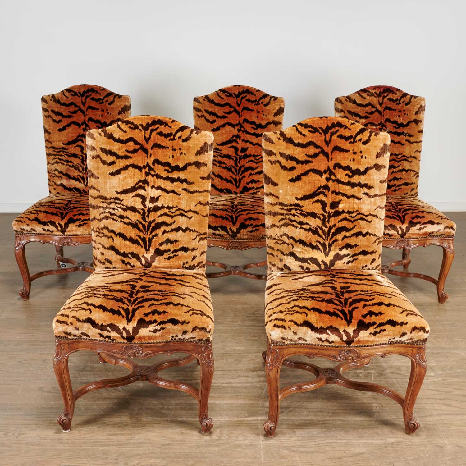 Appraisal: SET LOUIS XV STYLE BEECHWOOD DINING CHAIRS th th c