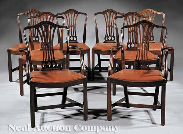 Appraisal: A Set of Eight George III-Style Carved Mahogany Dining Chairs