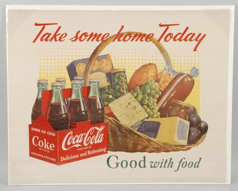 Appraisal: Paper Coca-Cola Poster Description s Features groceries and six-pack from