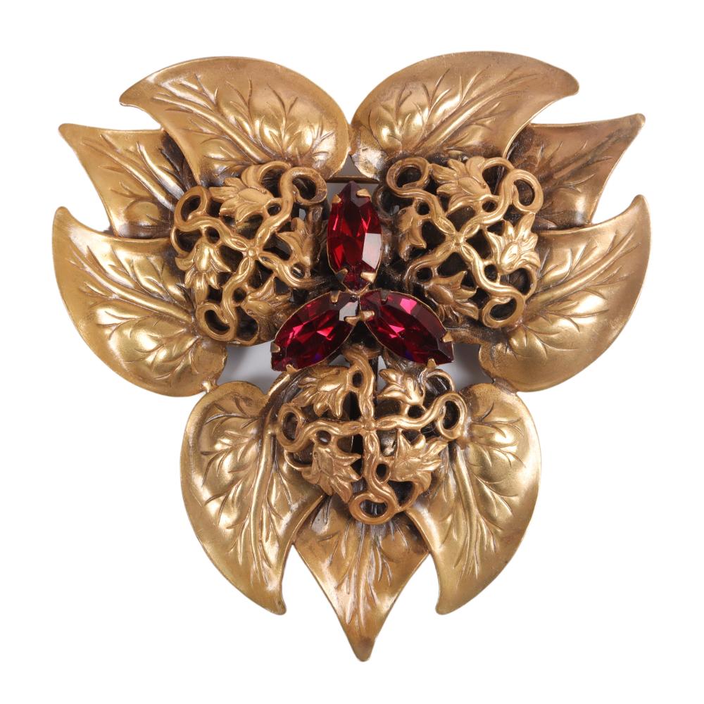 Appraisal: JOSEFF OF HOLLYWOOD BOOK PIECE BROOCH WITH LAYERED HEART-SHAPED LEAVES