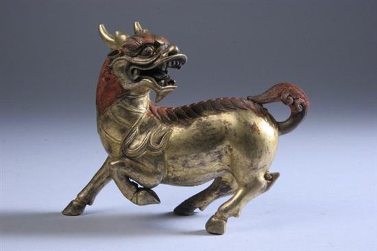 Appraisal: CHINESE GILT BRONZE FIGURE OF QILIN th century - in