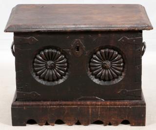 Appraisal: CONTINENTAL HAND CARVED OAK CHEST TH C CONTINENTAL HAND CARVED