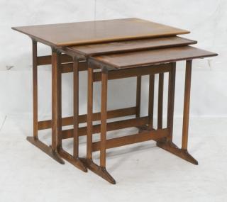 Appraisal: Set Rosewood Nesting Tables Each with double l Set Rosewood